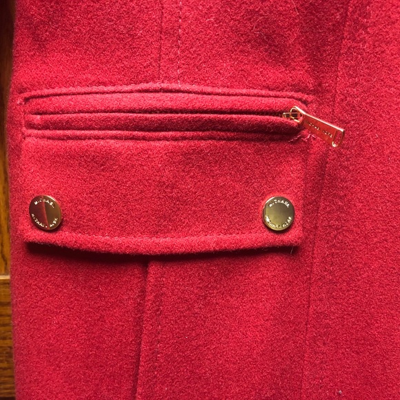 Michael Kors Red Gold Zipper Pea Coat Sz 2p - Picture 8 of 10